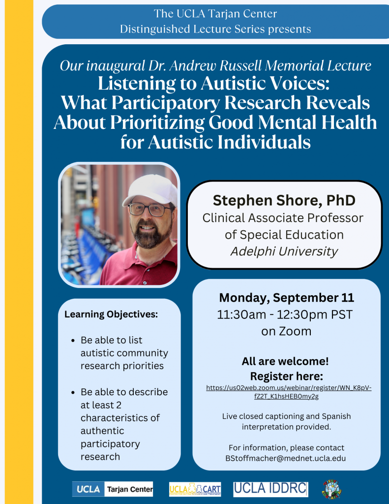 English flyer for "Listening to Autistic Voices"