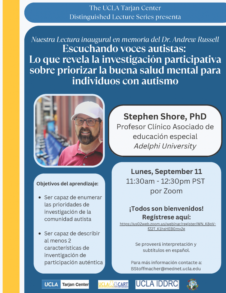 Spanish flyer for "Listening to Autistic Voices"