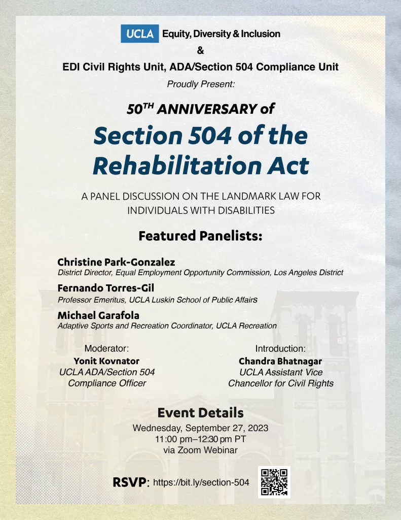 Flyer for 50th Anniversary of Section 504 of the Rehabilitation Act