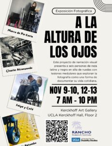 Folleto de la exposición «At Eye Level» de los días 9 y 10, y del 11 al 13 de noviembre en la Galería de Arte Kerckhoff.