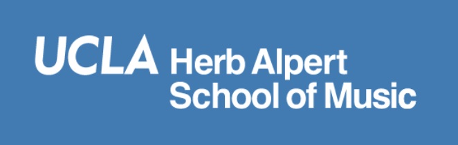 Text reads "UCLA Herb Alpert School of Music" on blue background.